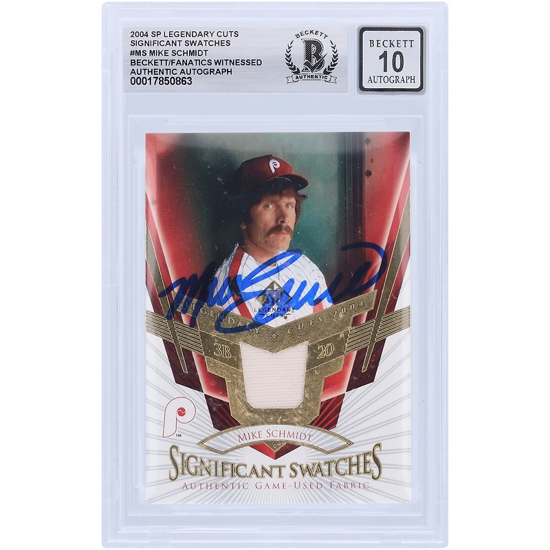 Mike Schmidt Philadelphia Phillies Autographié 2004 Upper Deck Coupes Légendaires Échantillons Significatifs GU Relic #SS-MS Beckett Fanatics Témoin Authentifié 10 Carte