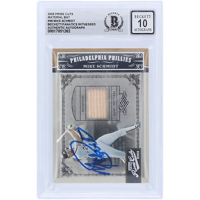 Mike Schmidt Philadelphia Phillies Autographié 2005 Donruss Playoff Prime Cuts GU Relic #98 #/50 Beckett Fanatics Witnessed Authenticated 10 Card