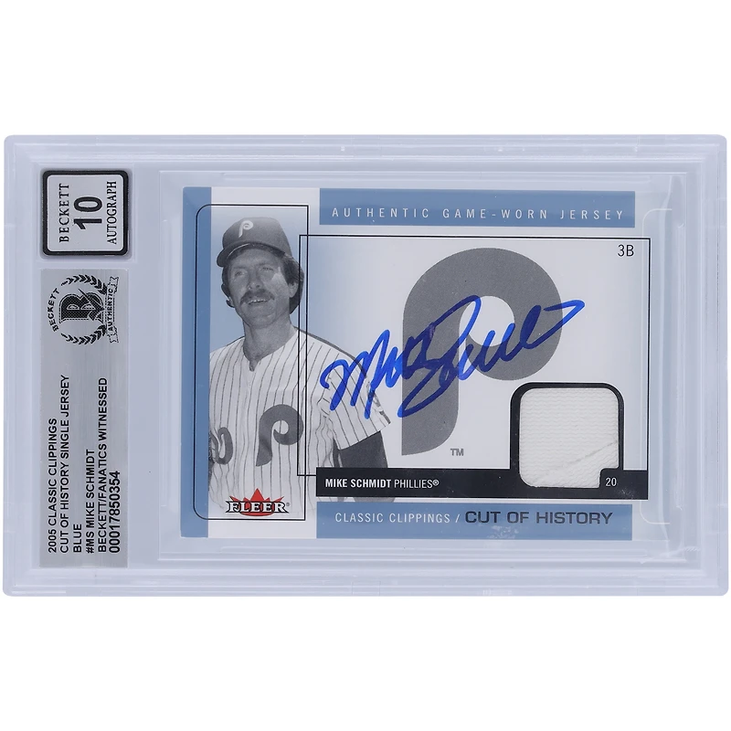 Mike Schmidt Philadelphia Phillies Autographed 2005 Fleer Classic Clippings Cut of History Jersey Relic #CH-MS Beckett Fanatics Witnessed Authenticated 10 Card