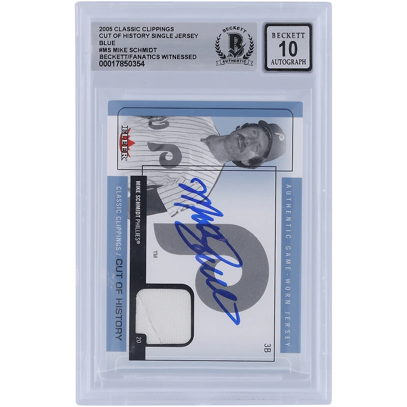 Mike Schmidt Philadelphia Phillies Autographed 2005 Fleer Classic Clippings Cut of History Jersey Relic #CH-MS Beckett Fanatics Witnessed Authenticated 10 Card
