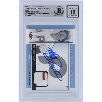Mike Schmidt Philadelphia Phillies Autographed 2005 Fleer Classic Clippings Cut of History Two-Color Jersey Relic #CH-MS Beckett Fanatics Witnessed Authenticated 10 Card