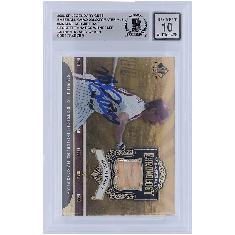 Mike Schmidt Philadelphia Phillies Autographed 2006 Upper Deck Legendary Cuts Baseball Chronology Materials Bat Relic #BC-MS Beckett Fanatics Witnessed Authenticated 10 Card