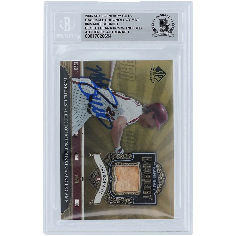 Mike Schmidt Philadelphia Phillies Autographié 2006 Upper Deck SP Authentique Légendaire Coupes Relique #BC-MS Beckett Fanatics Témoin Carte Authentifiée
