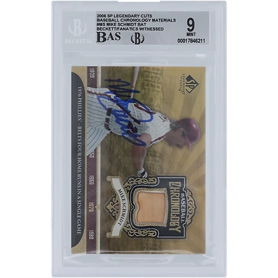 Mike Schmidt Philadelphia Phillies autographié 2006 Upper Deck SP Legendary Cuts Baseball Chronology Bat Relic #BC-MS Beckett Fanatics Witnessed Authenticated 9/10 Card