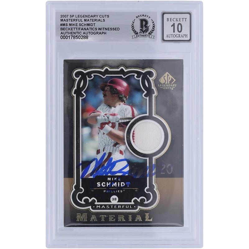 Mike Schmidt Philadelphia Phillies Autographed 2007 Upper Deck SP Legendary Cuts Masterful Material Jersey Relic #MM-MS Beckett Fanatics Witnessed Authenticated 10 Card