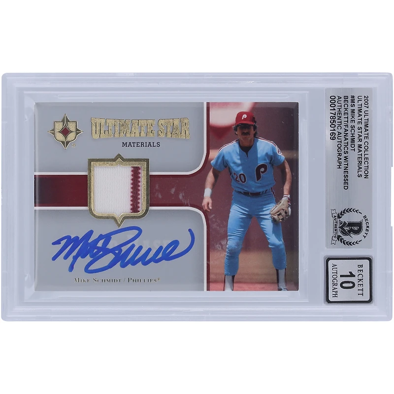 Mike Schmidt Philadelphia Phillies Autographié 2007 Upper Deck Ultimate Collection Ultimate Star Materials Maillot bicolore Relic #SM-MS Beckett Fanatics Witnessed Authenticated 10 Card