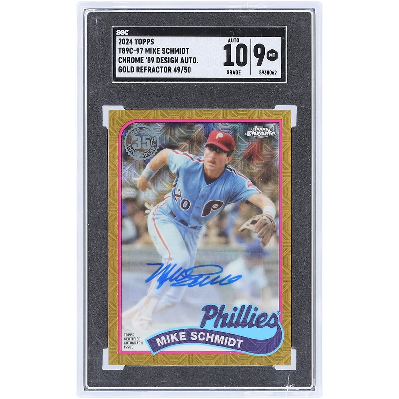 Mike Schmidt Philadelphia Phillies Autographié 2024 Topps Chrome '89 Design Gold Refractor #T89C-97 #49/50 SGC Authentifié 9/10 Carte