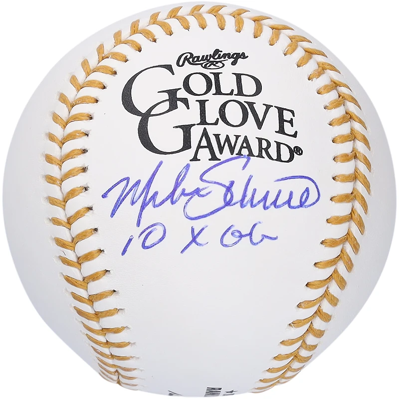 Casquette de baseball avec logo doré autographié par Mike Schmidt des Philadelphia Phillies et inscription « 10x GG »
