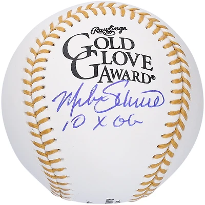 Casquette de baseball avec logo doré autographié par Mike Schmidt des Philadelphia Phillies et inscription « 10x GG »