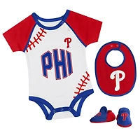 Ensemble body, bavoir et chaussons pour nouveau-né bébé Philadelphia Phillies