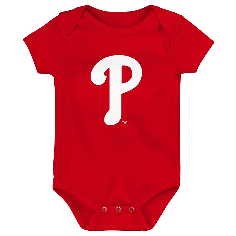 Body rouge avec logo de l'équipe principale des Phillies Philadelphie pour nouveau-né et bébé