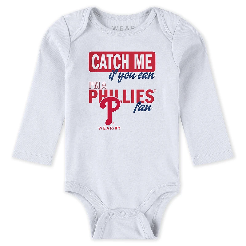 Newborn & Infant WEAR by Erin Andrews Heather Gray/White/Red Philadelphia Phillies Three-Piece Turn Me Around Bodysuits Pants Set