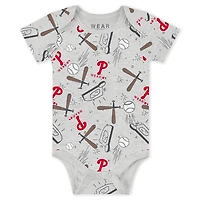 Newborn & Infant WEAR by Erin Andrews Heather Gray/White/Red Philadelphia Phillies Three-Piece Turn Me Around Bodysuits Pants Set