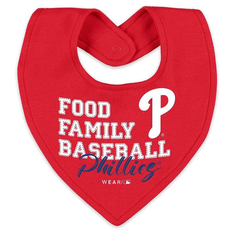 Newborn & Infant WEAR by Erin Andrews  Heather Gray Philadelphia Phillies Sleep and Play Full-Zip Sleeper Bib Set