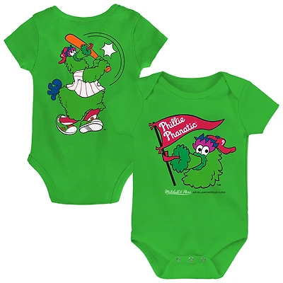 Newborn Mitchell & Ness  Green Philadelphia Phillies Phillie Phanatic Creeper