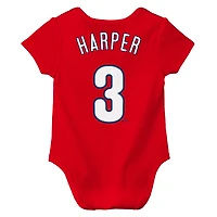 Newborn Nike Bryce Harper Red Philadelphia Phillies Name & Number Fuse Bodysuit