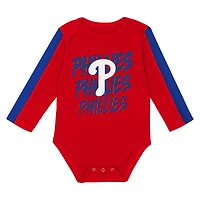 Newborn Outerstuff Philadelphia Phillies Double Down Bodysuit and Pants 3-Piece Set