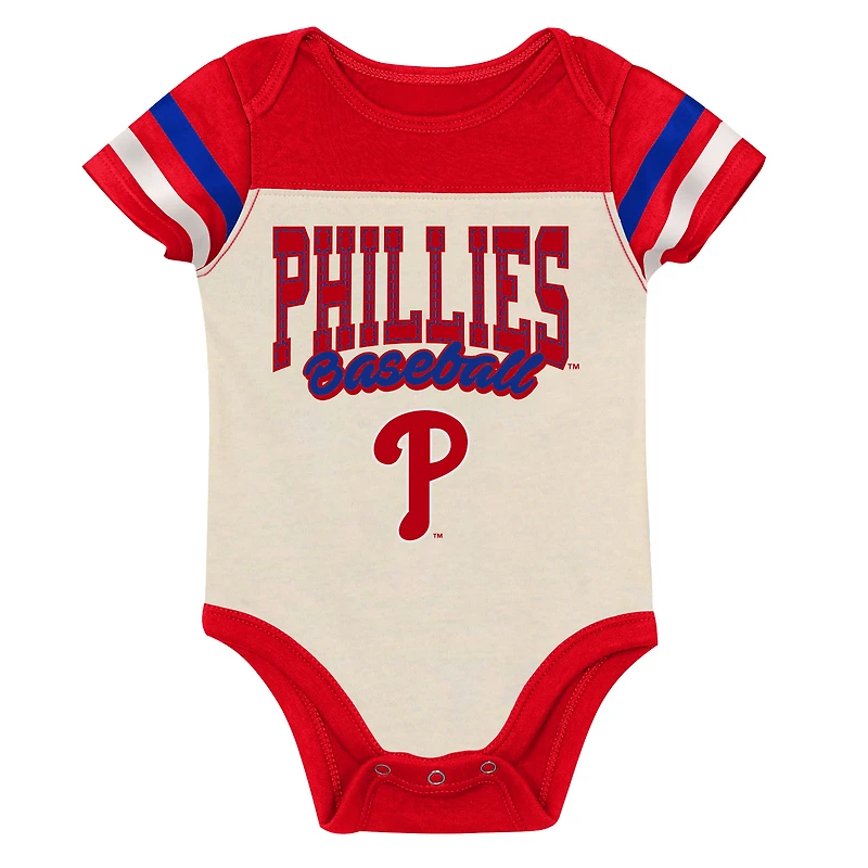 Ensemble trois pièces pour nouveau-né Outerstuff rouge Philadelphia Phillies Up One : body, bavoir et chaussons