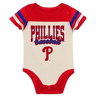 Ensemble trois pièces pour nouveau-né Outerstuff rouge Philadelphia Phillies Up One : body, bavoir et chaussons