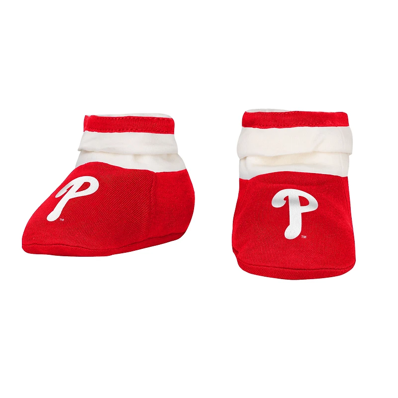 Ensemble trois pièces pour nouveau-né Outerstuff rouge Philadelphia Phillies Up One : body, bavoir et chaussons