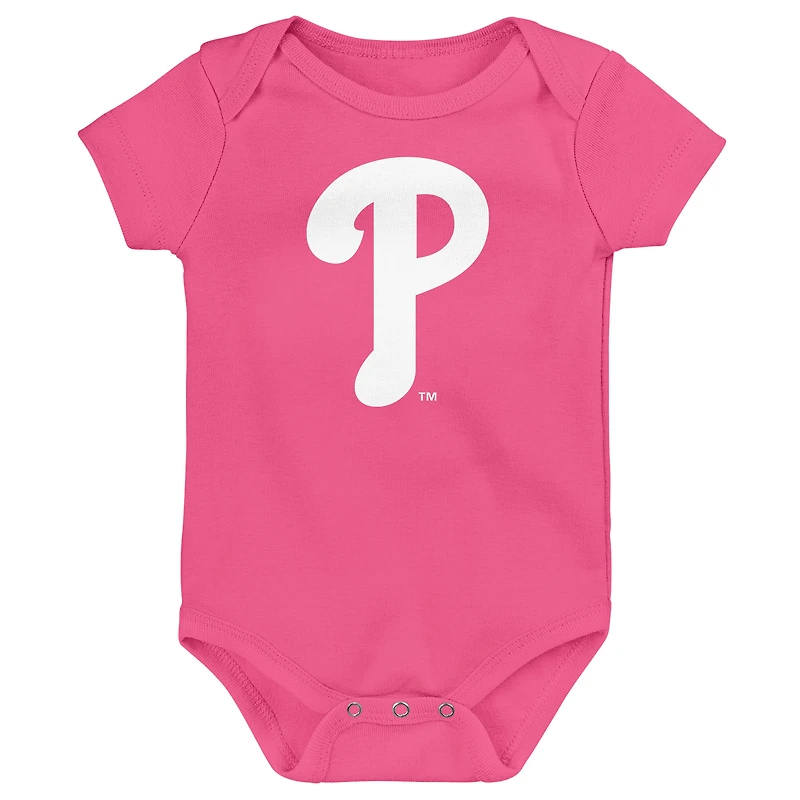 Body rose pour nouveau-né avec logo principal des Philadelphia Phillies