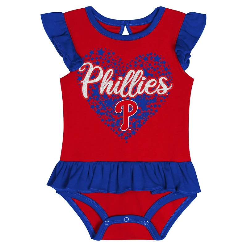 Ensemble body, bavoir et chaussons pour nouveau-né rouge supporter des Philadelphia Phillies