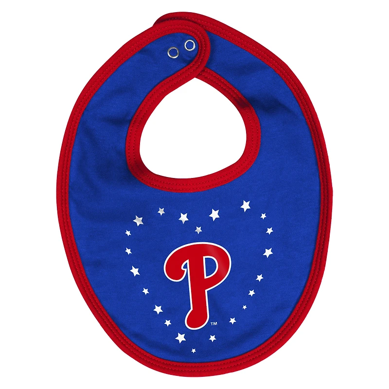 Ensemble body, bavoir et chaussons pour nouveau-né rouge supporter des Philadelphia Phillies