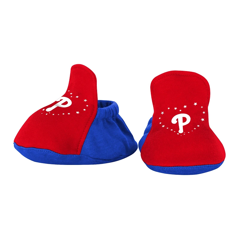 Ensemble body, bavoir et chaussons pour nouveau-né rouge supporter des Philadelphia Phillies