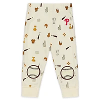 Newborn WEAR by Erin Andrews Cream Philadelphia Phillies Two-Piece Waffle-Knit Sleep Set
