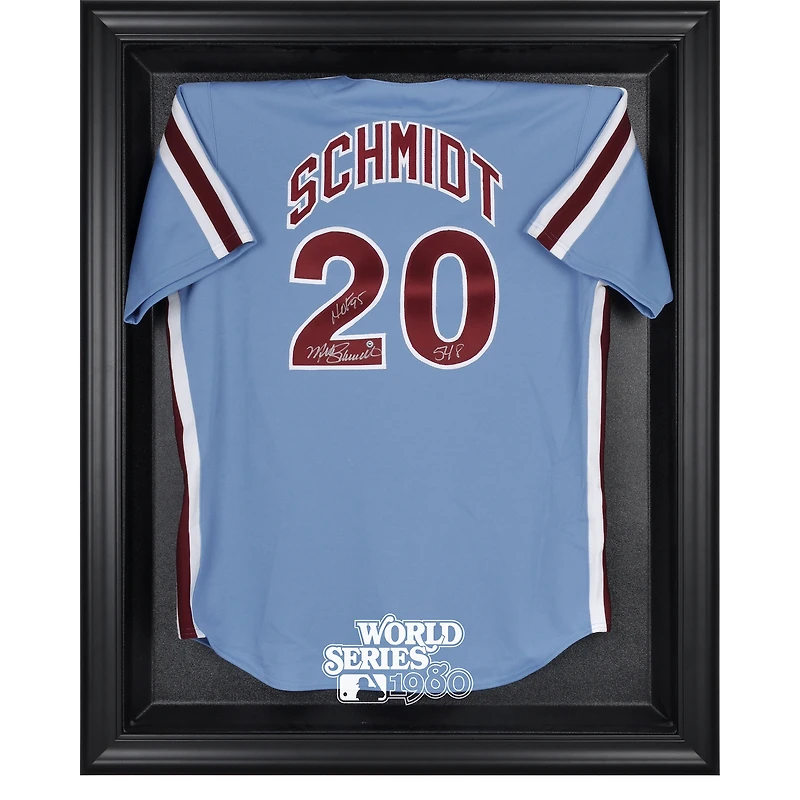 Vitrine de présentation du maillot avec logo encadré noir des Philadelphia Phillies 1980 World Series