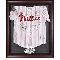 Vitrine de présentation du maillot avec logo encadré en acajou des champions de la série mondiale 2008 des Phillies de Philadelphie