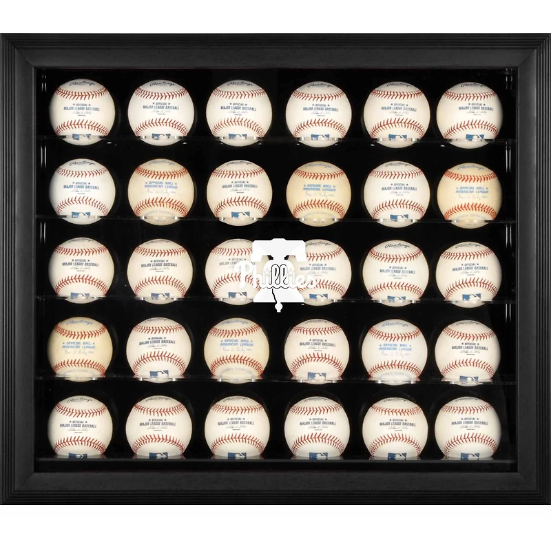 Philadelphia Phillies Logo Black Framed 30-Ball Display Case