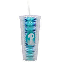 Gobelet de voyage Philadelphia Phillies de 710 ml (24 oz) à paillettes irisées avec paille
