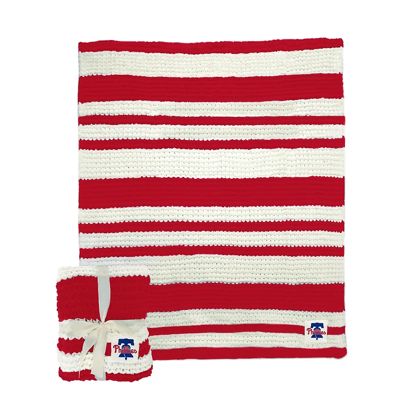 Couverture en tricot torsadé 50" x 60" des Philadelphia Phillies