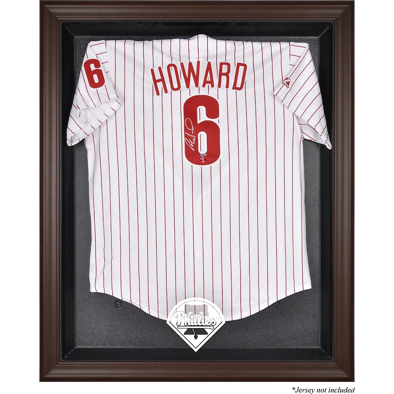 Vitrine de présentation du maillot avec logo encadré marron des Philadelphia Phillies