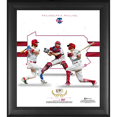Philadelphia Phillies Framed 15" x 17" Franchise Foundations Collage with a Piece of Game Used Baseball - Limited Edition of 267