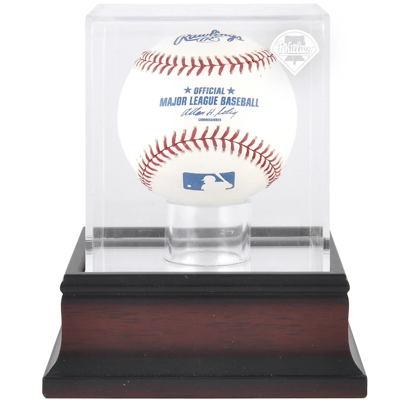 Vitrine de présentation du logo de baseball des Philadelphia Phillies en acajou