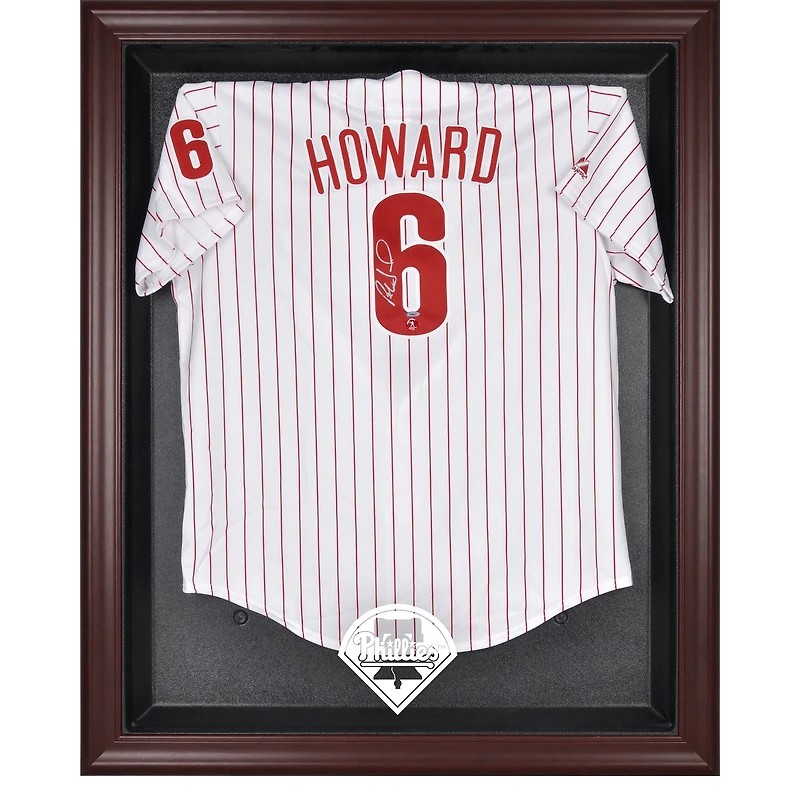 Vitrine de présentation du maillot avec logo encadré en acajou des Philadelphia Phillies