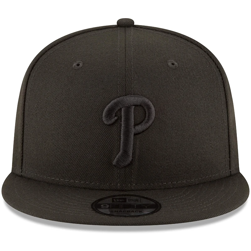 Casquette ajustable 9FIFTY Team Snapback des Phillies de Philadelphie New Era noir sur noir