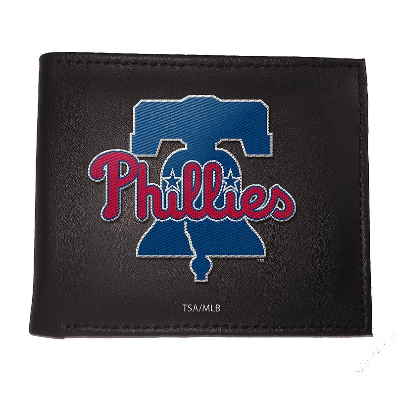 Portefeuille à deux volets brodé en cuir synthétique des Philadelphia Phillies
