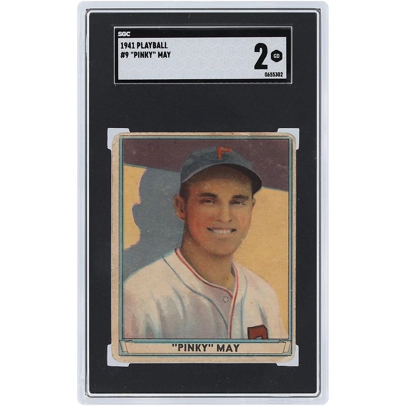Pinky May Philadelphia Phillies 1941 Play Ball #9 SGC 2 cartes authentifiées