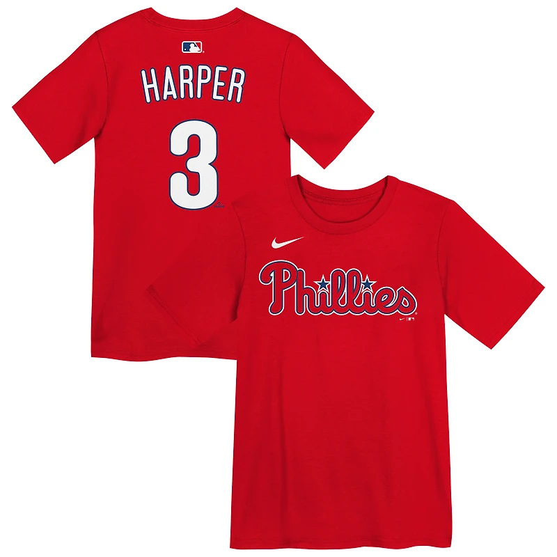 T-shirt Nike Bryce Harper rouge des Phillies de Philadelphie pour enfants d'âge préscolaire (nom et numéro)