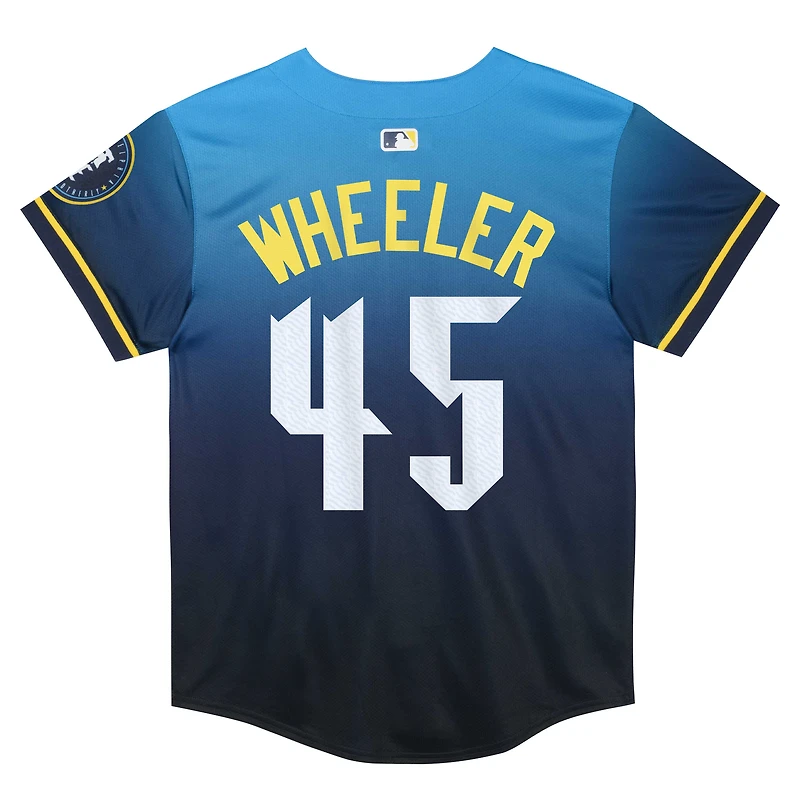 Maillot de joueur Nike Zack Wheeler pour enfants d'âge préscolaire, bleu, Phillies Philadelphie, City Connect Limited 2024