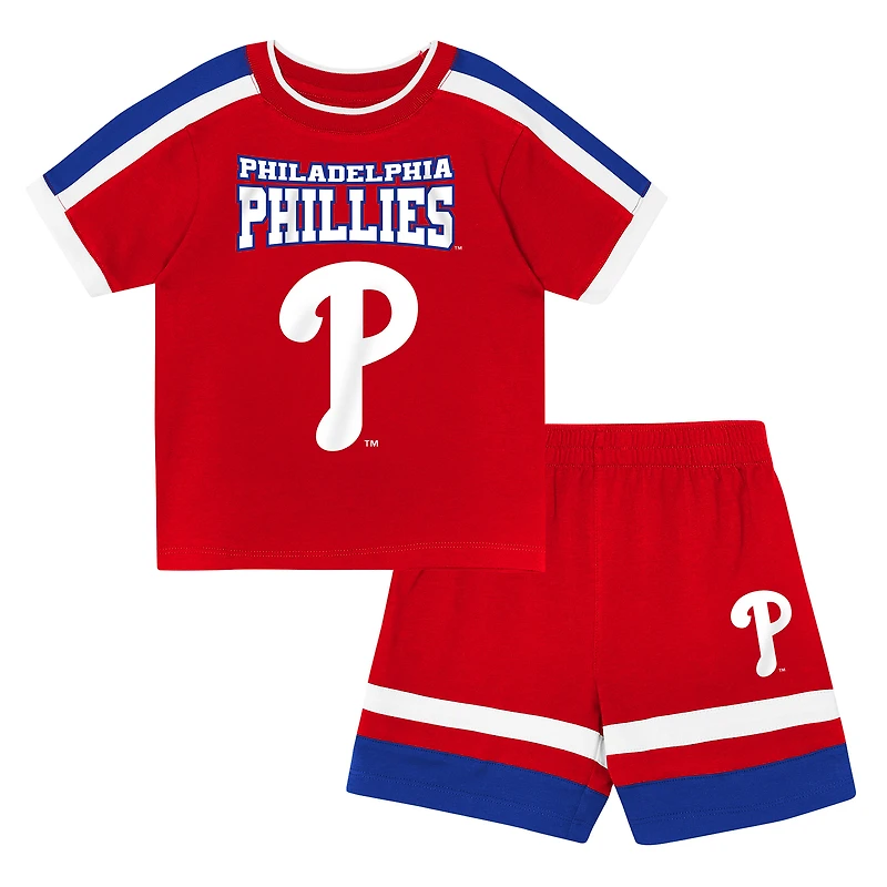 Ensemble T-shirt et short rouge Philadelphia Phillies Ground Ball pour enfants d'âge préscolaire Outerstuff