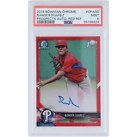 Carte autographiée par Ranger Suárez des Phillies de Philadelphie, édition 2018 Bowman Chrome 1ère édition Bowman Red Refractor #CPA-RS #5/5, authentifiée par PSA 9.