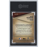 Rhys Hoskins Philadelphia Phillies Autographed 2019 Topps Tier One Signature Tools Pen Relic #STAR-RH #1/1 SGC Authenticated 8/10 Rookie Card