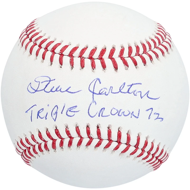 Baseball autographié par Steve Carlton des Philadelphia Phillies avec l'inscription « TRIPLE CROWN 72 »