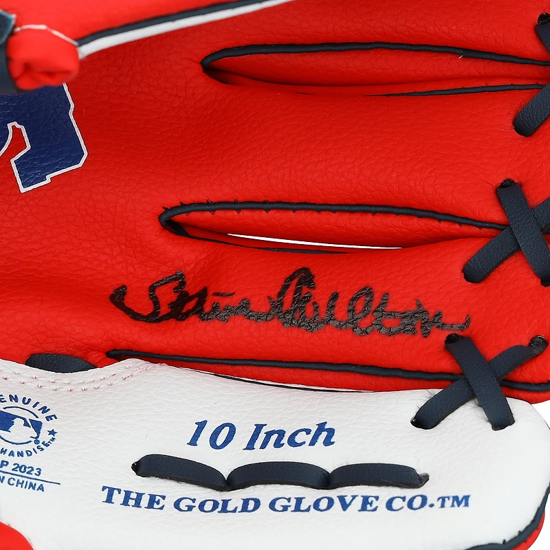 Gant Rawlings de collection de 10 pouces avec logo de l'équipe, autographié par Steve Carlton des Phillies de Philadelphie