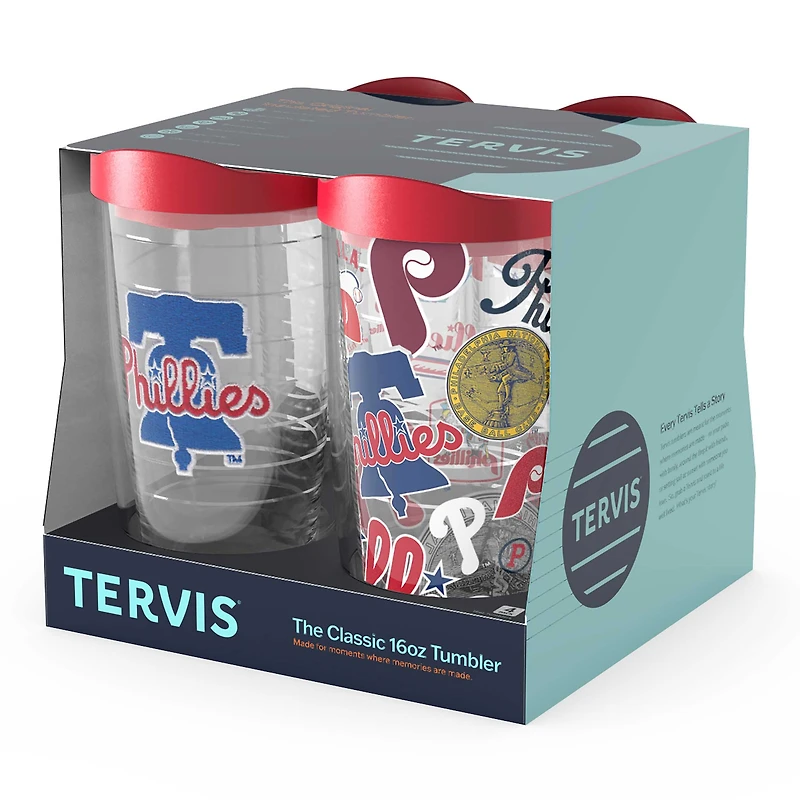 Tervis Phillies de Philadelphie, paquet de quatre, 16 oz. Ensemble de gobelets classiques