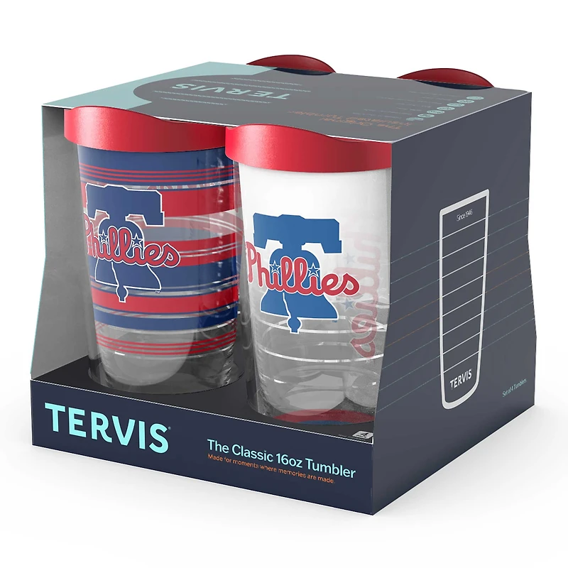 Tervis Phillies de Philadelphie, paquet de quatre, 16 oz. Ensemble de gobelets classiques
